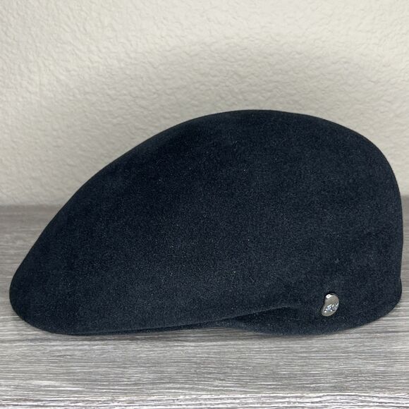 Bailey Hollywood Cabbie Newsboy Flat Hat Size Large Black Rabbit Fur - Picture 2 of 8